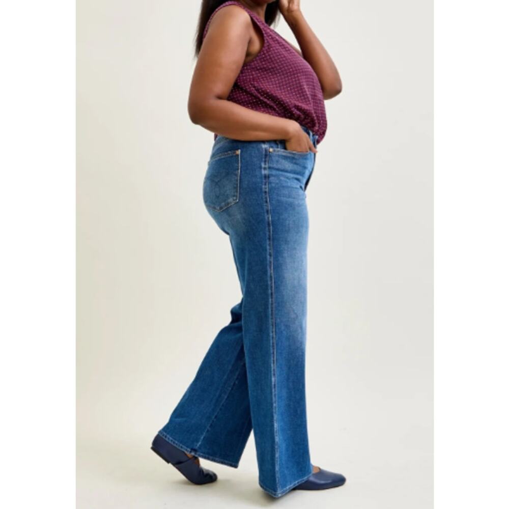Judy Blue‎ Lux Tummy Control Retro Wide Leg Jeans Women's 22W NWT - Picture 2 of 10